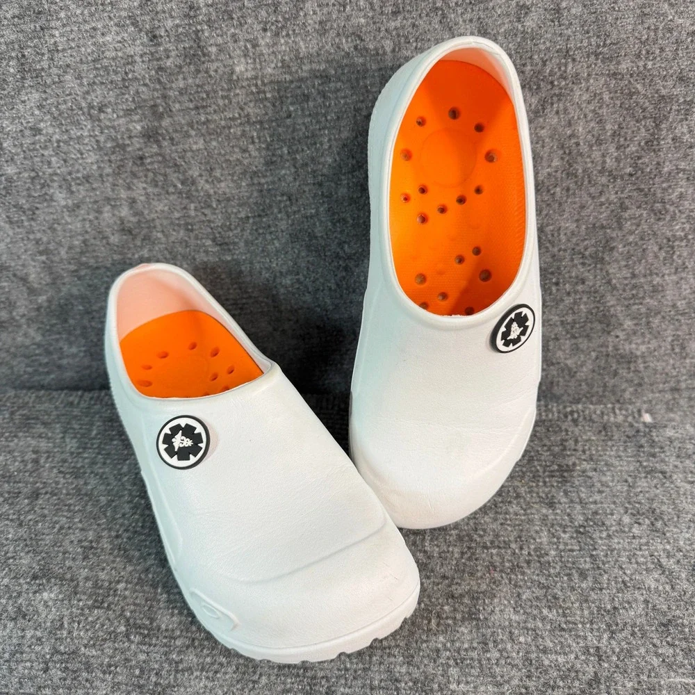 White Nursing Clogs Slip On Professional Work Shoes Medical Caduceus Size 3